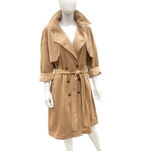 NWOT Chico’s Women’s Coat Size L Ultra Soft Camel Color Buttons Belt Pockets